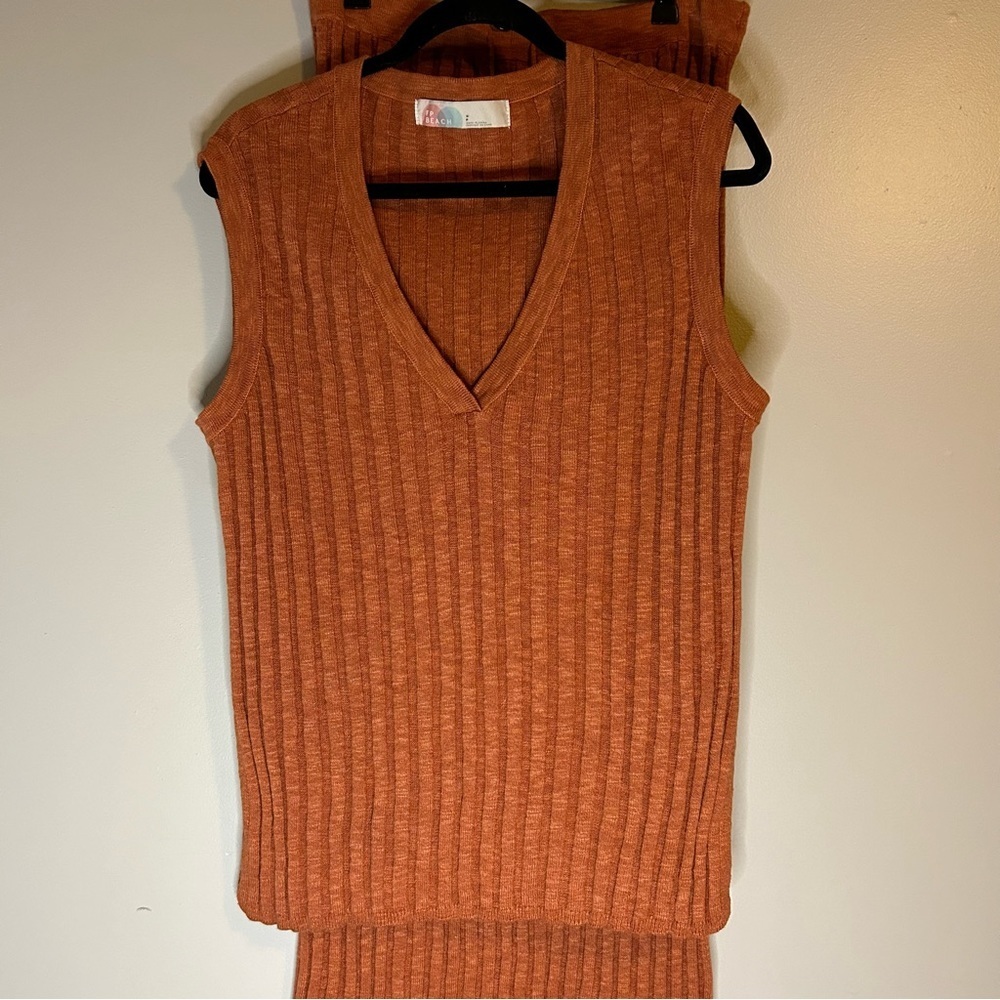 FP Beach Sweater Ribbed Two Piece Set with Midi Skirt and Vest - Picture 4 of 4